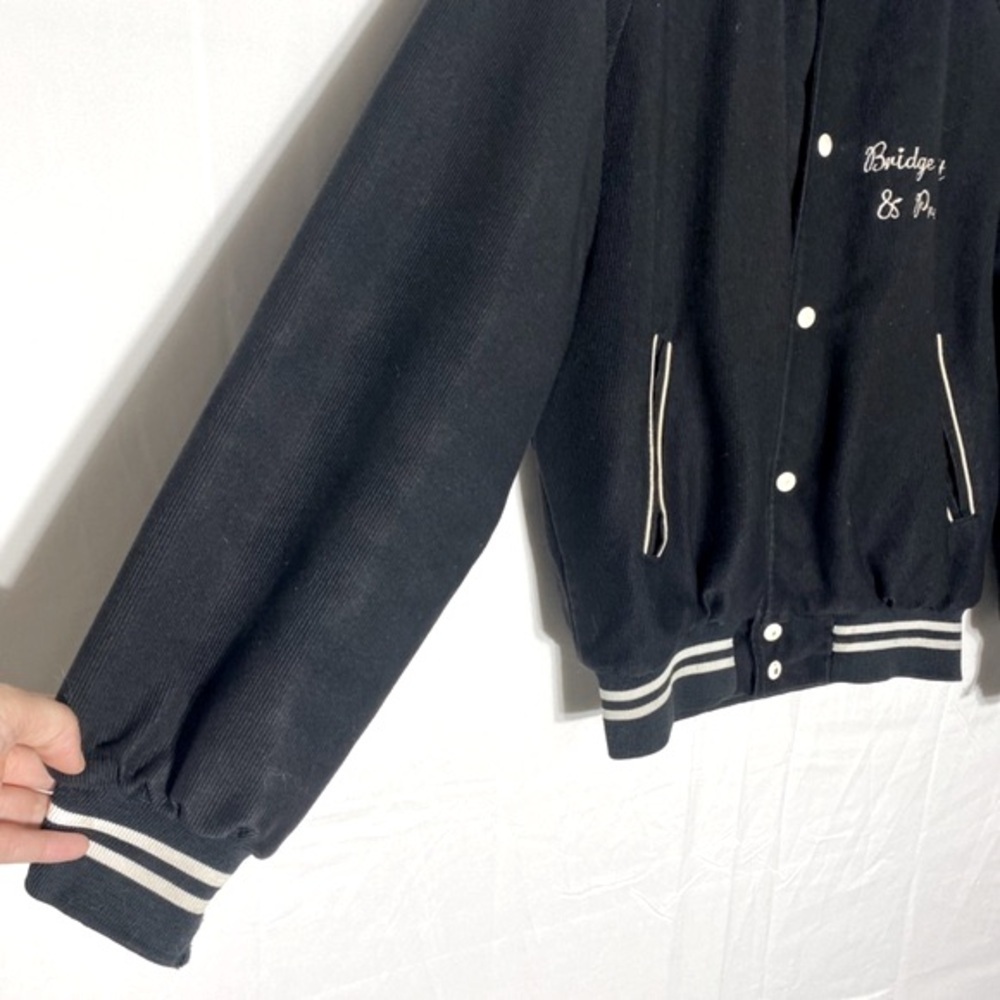Vintage Black Textured Snap Front Bomber Style Light Jacket M - Picture 10 of 14